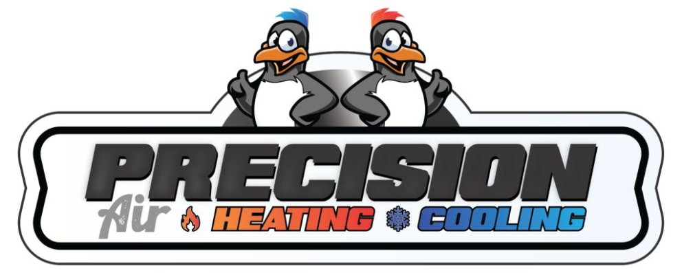 Precision Air Heating & Cooling logo featuring two cartoon penguins giving a thumbs up, ensuring reliable home comfort in West Chester, PA.