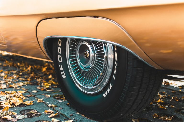 a close up of a car tire
