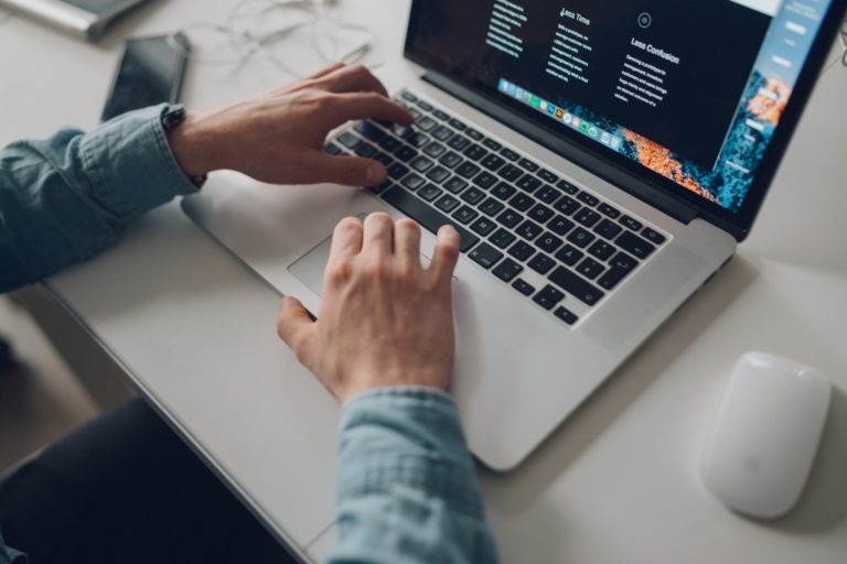 a man working on a laptop