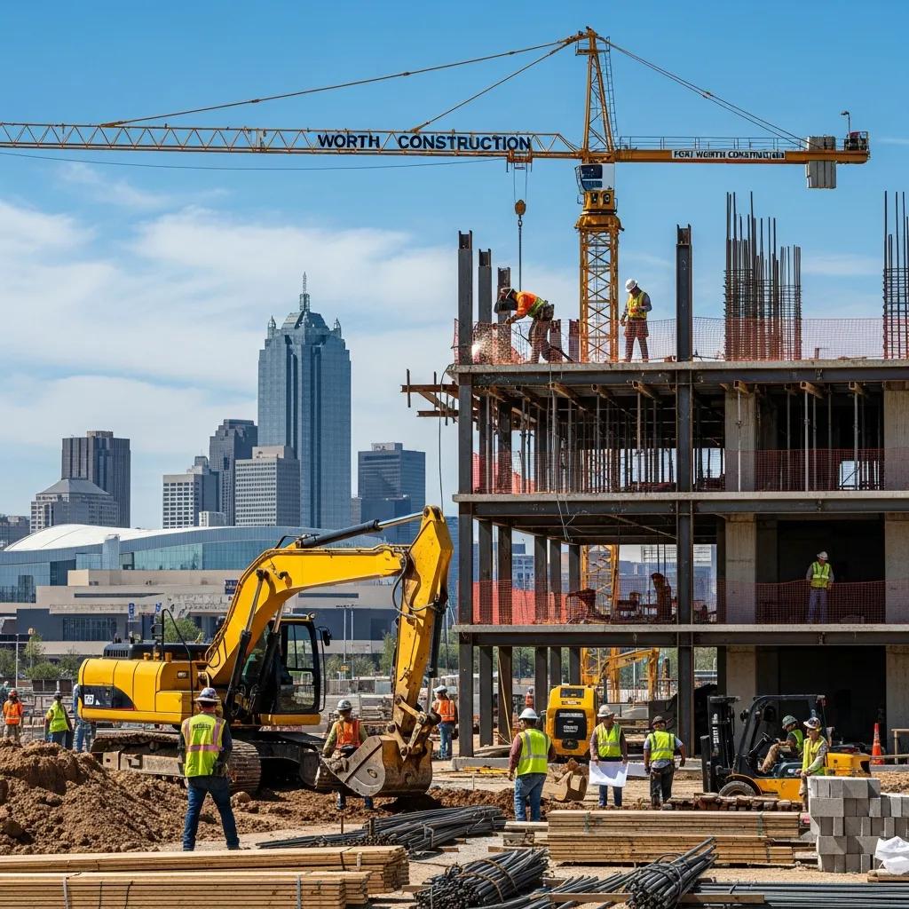 Fort Worth construction site with crews and heavy equipment — a snapshot of leading local builders