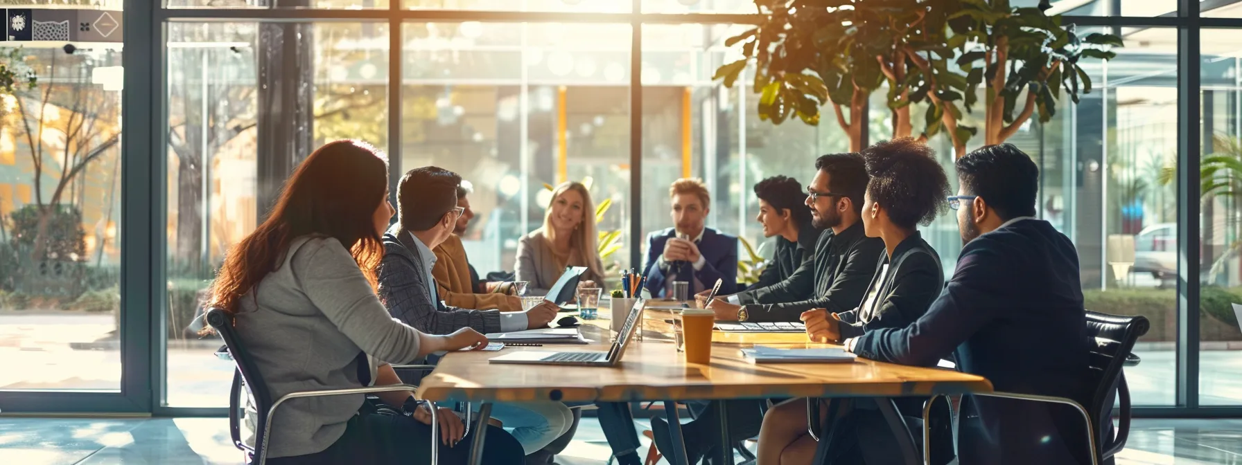 business professionals engaged in a meeting, discussing personalized lectin management strategies and seeking professional advice for tailored nutrition plans.